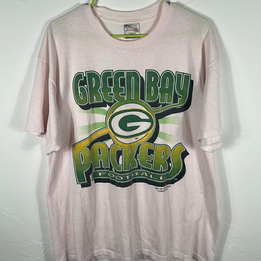 🏈 Vintage Single Stitch GREEN BAY PACKERS 1995 - Pink/Green - Men Sz XL - EUC